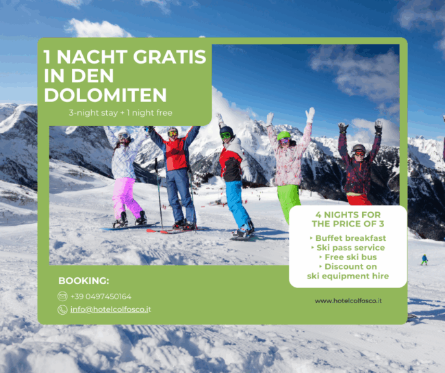 1 Nacht gratis in den Dolomiten
